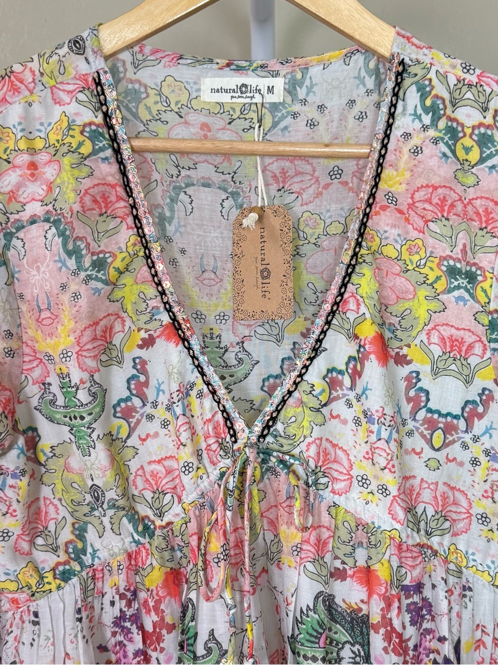 NATURAL LIFE Isabella Pink Floral Paisley Mini Dress Medium NWT - Picture 7 of 12